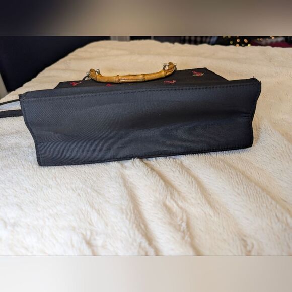 Vintage Flamingo Bamboo Handle Purse Retro Rockabilly CabanaCore Handbag - Picture 7 of 7